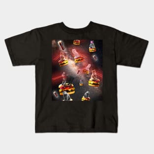 Galaxy Laser Cat, Space Burger Cheeseburger Cats Kids T-Shirt